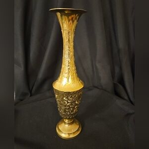 Solid Brass Etched Vase Made in India